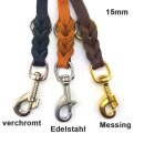 STUFENLOS verstellbare Multifunktionsleine, Fettleder  12mm / 2,4m SCHWARZ VERCHROMT