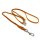 STUFENLOS verstellbare Multifunktionsleine, Fettleder  12mm / 2,4m HELL-BRAUN (cognac) MESSING