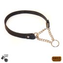 Halsband mit Zugstopp-Kette aus Fettleder 20 mm 60-70 cm HELL-BRAUN (cognac)