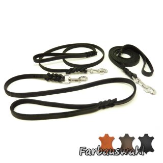 Fhrleine SCHWARZ Fettleder geflochten, 100 cm / 15 mm Haken EDELSTAH
