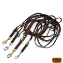 Verstellbare Multifunktionsleine,  Fettleder geflochten SCHWARZ 12mm Haken Edelstahl