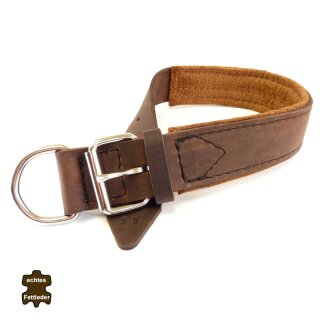 Fettleder Halsband - Hetzhalsband "MAMMUT", extra breit und kehlkopfs