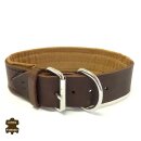 Geschlossenes, extrabreites Hetz-Halsband aus dunkelbraunem Fettleder