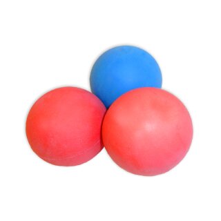 Drei Softbälle / Weichgummibälle in rot und blau