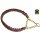 Geflochtenes Halsband aus dunkelbraunem Leder mit Durchzugkette und Zugstopp und Ring aus Messing